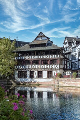 Strasbourg in France, old city center with colorful houses, on the canal
