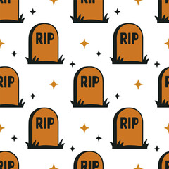 Halloween seamless pattern. Vector hand drawn background for spooky season.