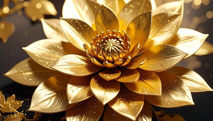 Golden lotus flower close-up (1)