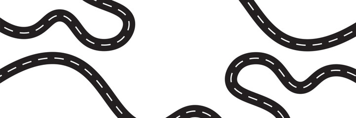 Road infographic timeline template, Horizontal road vector illustration, Seamless highway marking Isolated on white background