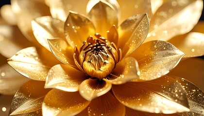 Golden lotus flower close-up