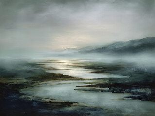 Obraz premium Ethereal Fog over Wetlands