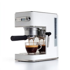 Best espresso machine for home use white coffee maker with cups brewing fresh espresso shots now 100char