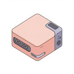 Obraz premium Isometric Illustration of a Pink and Gray Portable Device