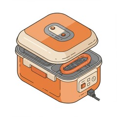 Fototapeta premium Portable Electric Cooker: Orange Kitchen Appliance