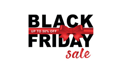 Black Friday sale template with a red bow