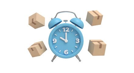 Alarm Clock Surrounded by Delivery Boxes