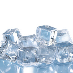 Clear Ice Cubes on Blue Background for Refreshing Look High Quality Image