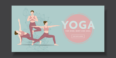 Three Yoga Poses for a Yoga Banner