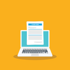 Clipboard claim form. Check list. Online claim form. Vector illustration.	
