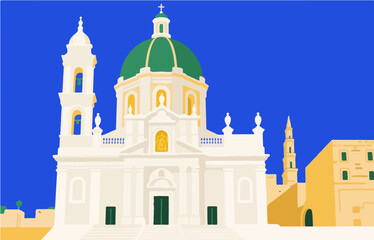 European architecture and scenery, vector graphics