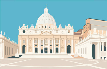 European architecture and scenery, vector graphics