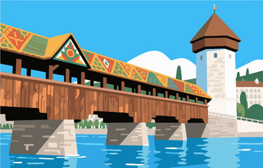 Fototapeta premium European architecture and scenery, vector graphics