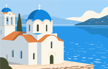 European architecture and scenery, vector graphics