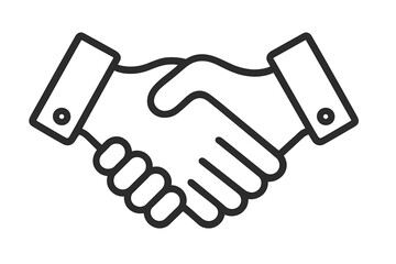 Handshake icon. Business agreement symbol. Partnership and cooperation concept. Shaking hands vector illustration. Deal, contract, and greeting sign. Outline linear style.