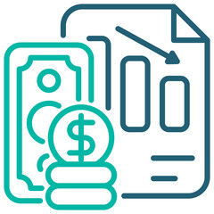 Deficit Outline Blue Icon