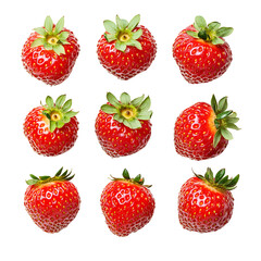 Six Ripe Strawberries on White Background - Fresh Fruit Photography for Stock Images