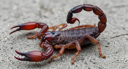 Scorpion on Sand with Curled Tail and Claws in Natural Setting