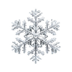 Snowflake on White Background Macro Photo