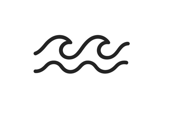 Water wave symbol linear icon vector illustration with transparent background set, ocean waves, sea water motion, marine design element, simple line art symbol