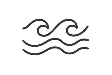 Wave icon design with water motion, linear style vector illustration, cartoon wave symbols, ocean and sea water flow, simple contour lines, transparent background art