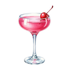 Sleek Pink Cocktail in Elegant Glass with Cherry Decoration Ideal for Parties and Celebrations