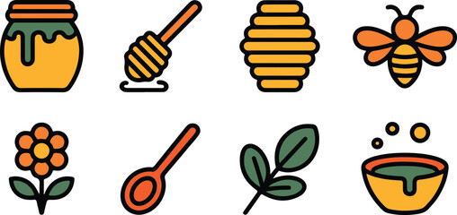 Simple Flower Illustration with Bold Outlines and Vibrant Colors for Spring Themes