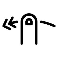 Horizontal left swipe gesture for touch navigation in mobile apps and user interfaces