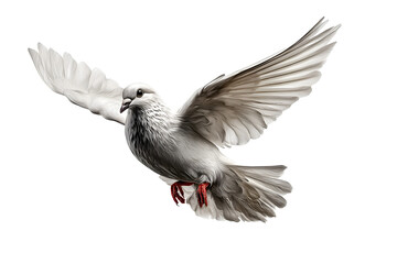 Obraz premium Elegant white dove soaring, a symbol of peace, hope and freedom with wings spread wide open