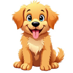 Cartoon puppy dog cute animal pet illustration golden retriever happy canine adorable character friendly smile