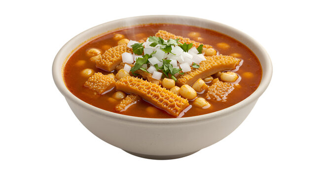 Menudo rojo spicy beef tripe soup with hominy