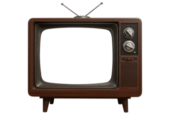 Timeless Television Design From Past Eras Isolated on Transparent PNG Background.