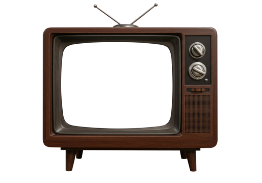Timeless Television Design From Past Eras Isolated on Transparent PNG Background.