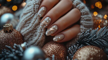 2025 Winter Limited Luxury Pearl Snowflake Christmas Nail Art | Nail Salon Promo/Social Content Material | Festive Ambience Aesthetic Trend