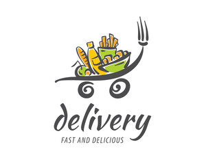 Designing a Logo for a Fresh Food Delivery Service featuring a Cart and Fresh Produce
