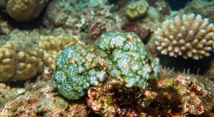 Macro Shot of Dictyosphaeria Intermedia Algae, A Study in Phycology and Marine Botany

