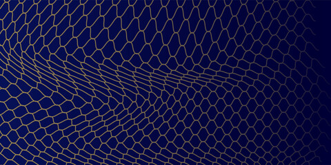 Abstract net background blue and gold for sports, Mesh texture for fishing nets. Seamless pattern for sportswear or soccer goal, volleyball net, basketball hoop, hockey, athletics. Vector