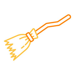 Witch Broom Colored Line Icon Vector Illustration