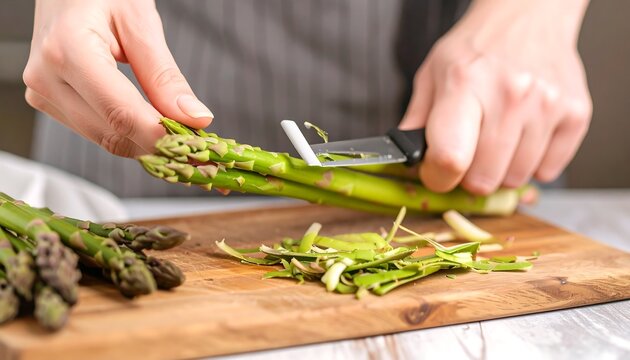 Asparagus being prepped