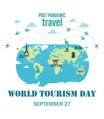 Naklejka premium Post-Pandemic Travel Trends - Safe, Flexible, and Sustainable Journeys