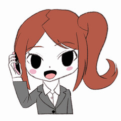 電話しているスーツの女の子