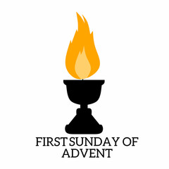 First Sunday of Advent or the Beginning of the New Church Year, Flat Background Vector Illustration