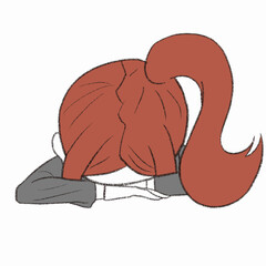 突っ伏しているスーツの女の子