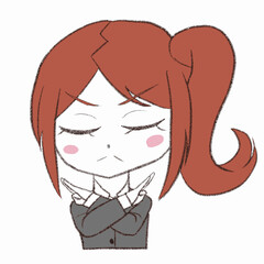 バツを作るスーツの女の子