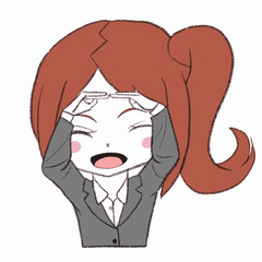 丸を作るスーツの女の子