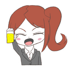 乾杯するスーツの女の子