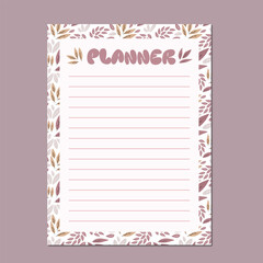 Notepad template planner