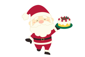 Cute Santa Claus Holding Christmas Cake Illustration
