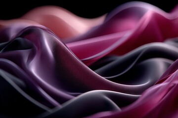 Elegant flowing fabric in shades of purple and pink drapes gracefully over a dark surface