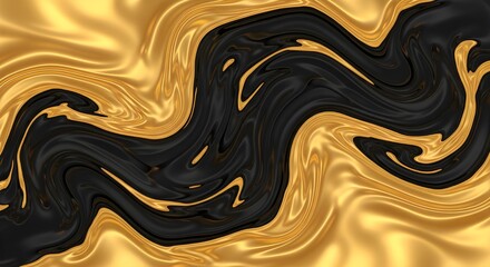 Obraz premium luxurious gold black fluid art texture pattern